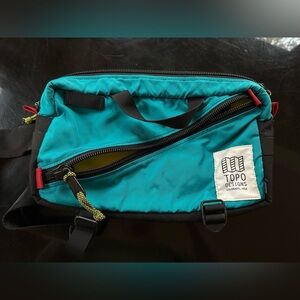 Topo Designs Teal and Black Belt Bag